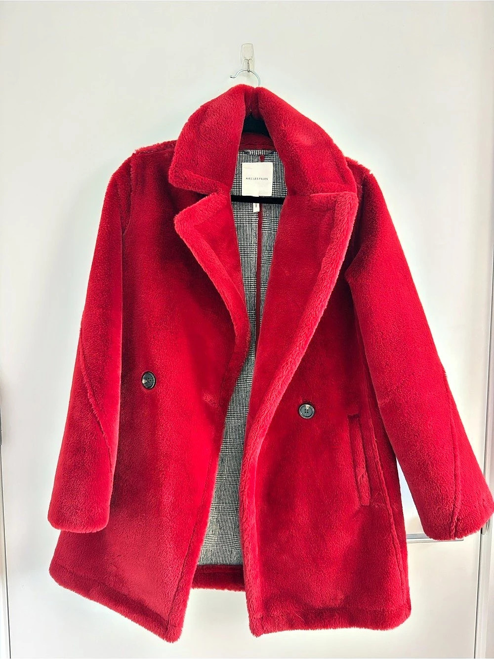 Avec Les Filles Red Teddy Coat - Red, size XS